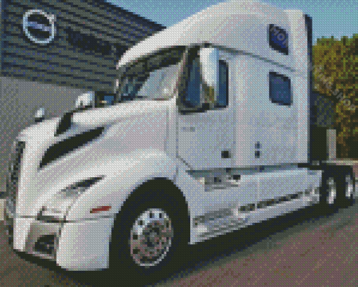 White Volvo Truck Diamond Painting