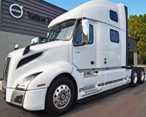 White Volvo Truck Diamond Painting