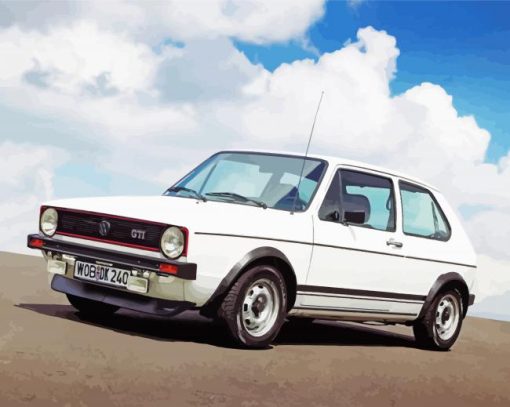 White WV Golf MK1 Car Diamond Painting