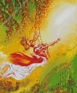 Woman In Swing Art Diamond Painting