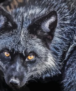 Yellow Eyes Silver Fox Diamond Painting