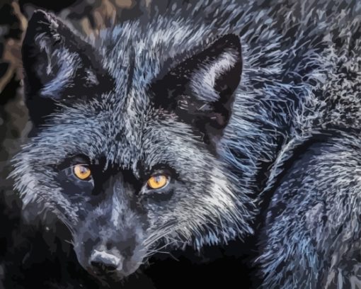 Yellow Eyes Silver Fox Diamond Painting