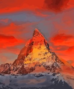 Zermatt Mountain Sunset Diamond Painting