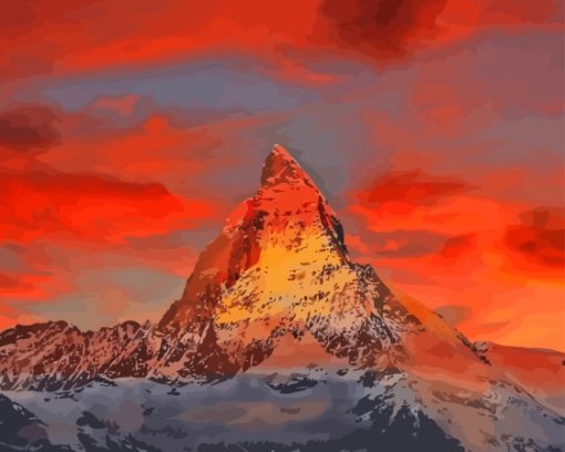 Zermatt Mountain Sunset Diamond Painting