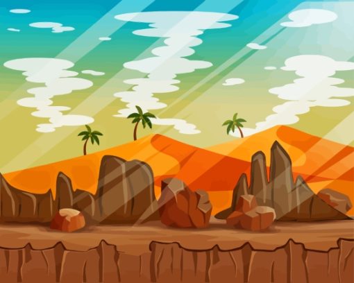 A Western Desert Landscape With Rock Cliff Mountain Diamond Painting