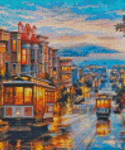 Abstract San Francisco Cable Cars Diamond Painting