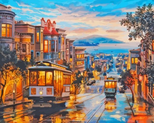 Abstract San Francisco Cable Cars Diamond Painting