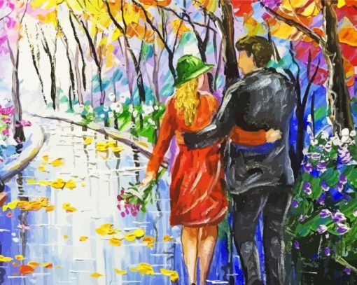 Aesthetic Couple Colorful Park Diamond Painting