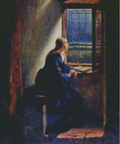 Aesthetic Lady Looking Out Window Diamond Painting