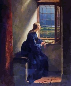 Aesthetic Lady Looking Out Window Diamond Painting