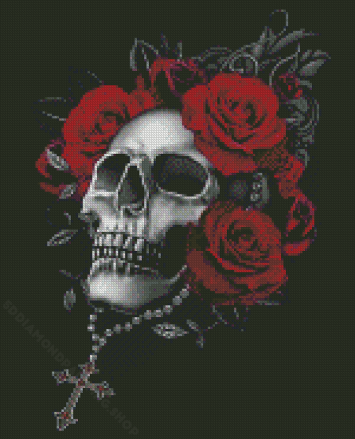 Aesthetic Rose Skull Diamond Painting