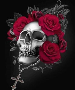 Aesthetic Rose Skull Diamond Painting