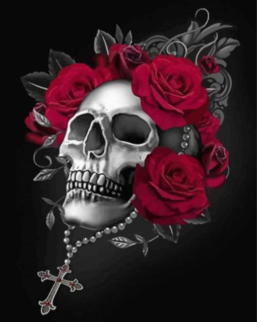 Aesthetic Rose Skull Diamond Painting