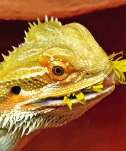 Bearded Dragon Eating Flower Diamond Painting