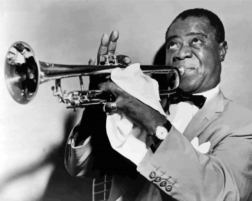 Black And White Louis Armstrong Diamond Painting