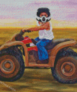 Boy On Four Wheeler Art Diamond Painting