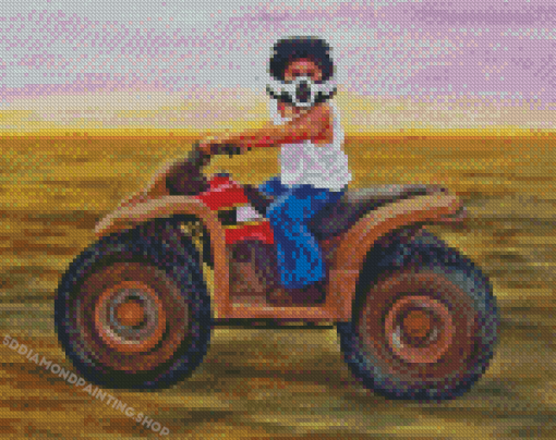 Boy On Four Wheeler Art Diamond Painting