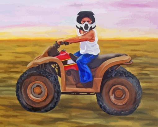 Boy On Four Wheeler Art Diamond Painting