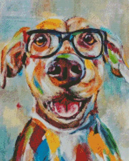 Dog In Glasses Diamond Painting