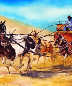 Stagecoach And Horses Diamond Painting