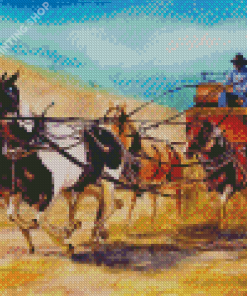 Stagecoach And Horses Diamond Painting