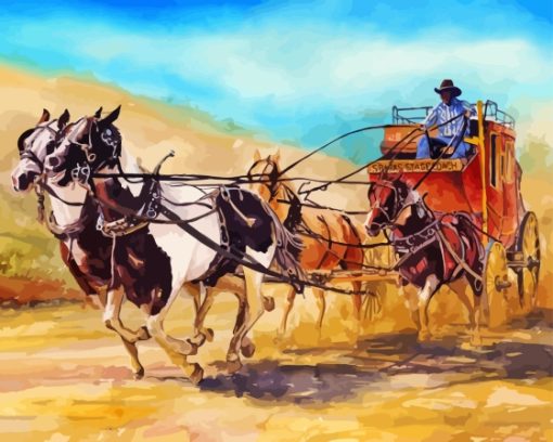 Stagecoach And Horses Diamond Painting