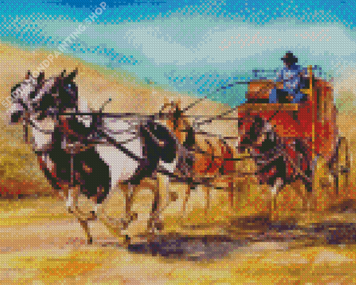 Stagecoach And Horses Diamond Painting