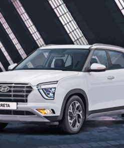 Creta Hyundai White Car Diamond Painting