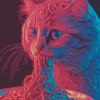 Cat Eating Spaghetti Diamond Painting