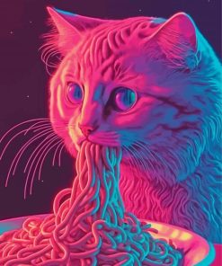 Cat Eating Spaghetti Diamond Painting