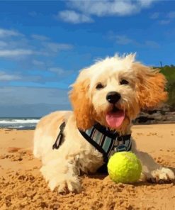 Dog In Beach Diamond Painting