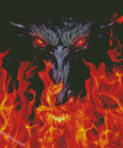 Fire Dragon With Burning Red Eyes Diamond Painting