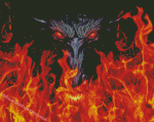 Fire Dragon With Burning Red Eyes Diamond Painting