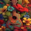 Floral Guitar Diamond Painting