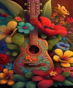 Floral Guitar Diamond Painting