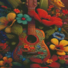 Floral Guitar Diamond Painting