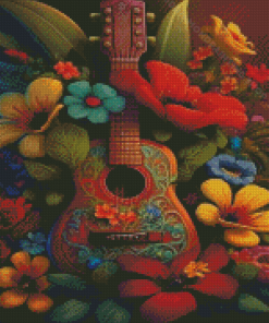 Floral Guitar Diamond Painting