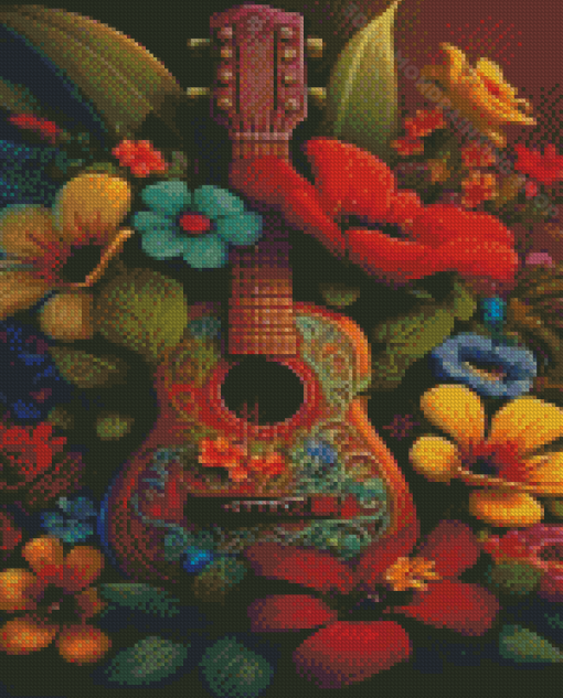 Floral Guitar Diamond Painting