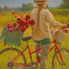 Girl Bike Flowers Diamond Painting