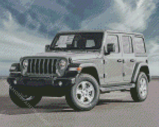 Grey Jeep Wrangler Unlimited Sport Car Diamond Painting