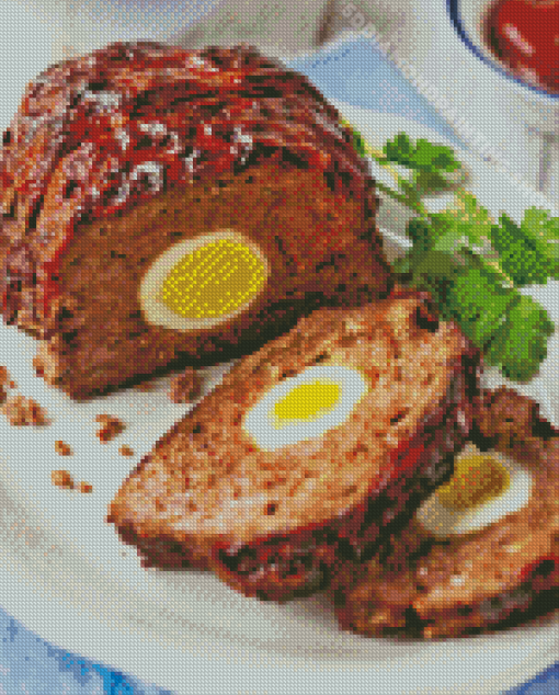 Lauras Egg Stuffed Meatloaf Diamond Painting