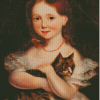 Little Girl Holding Brown Cat Diamond Painting