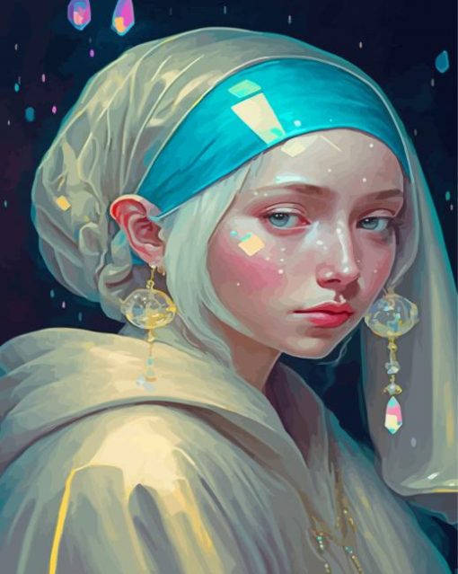 Modern Girl With A Pearl Earring Diamond Painting