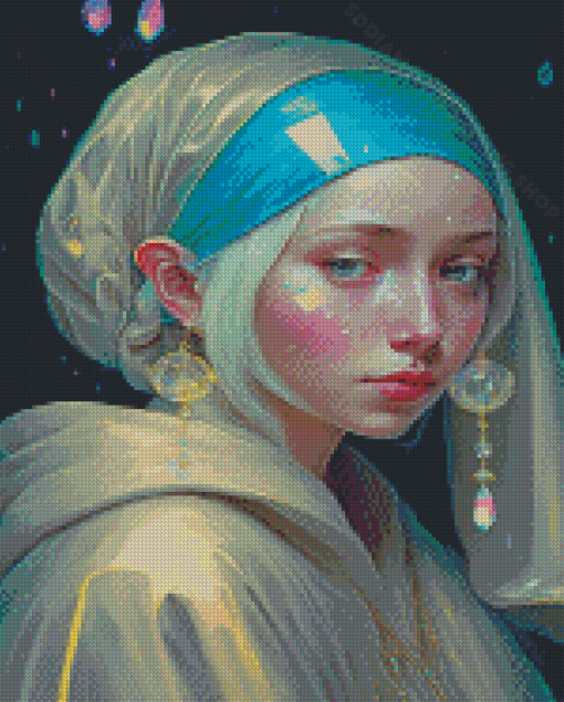 Modern Girl With A Pearl Earring Diamond Painting