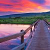 Nature Landscape Bridge Sunset Diamond Painting