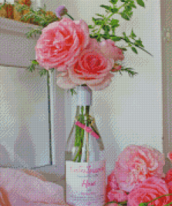 Pink Roses In The Bottle Diamond Painting