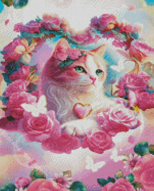 Pink Cat Diamond Painting