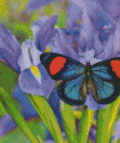 Purple Irises With Butterfly Diamond Painting