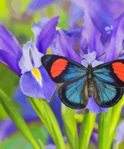 Purple Irises With Butterfly Diamond Painting