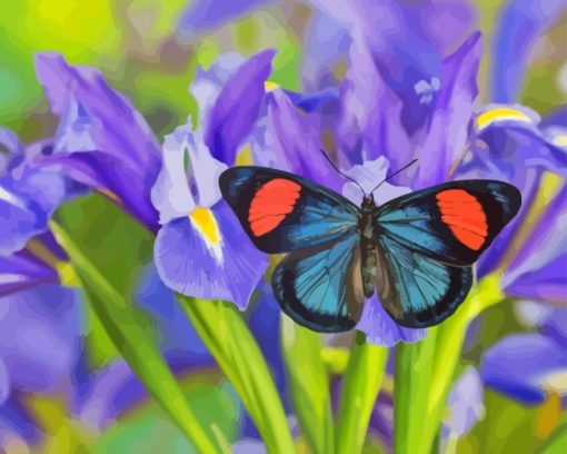 Purple Irises With Butterfly Diamond Painting